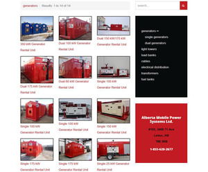 Edmonton web design company, INM, created this products page for the AMPS gallery which hosts multiple images of portable generators